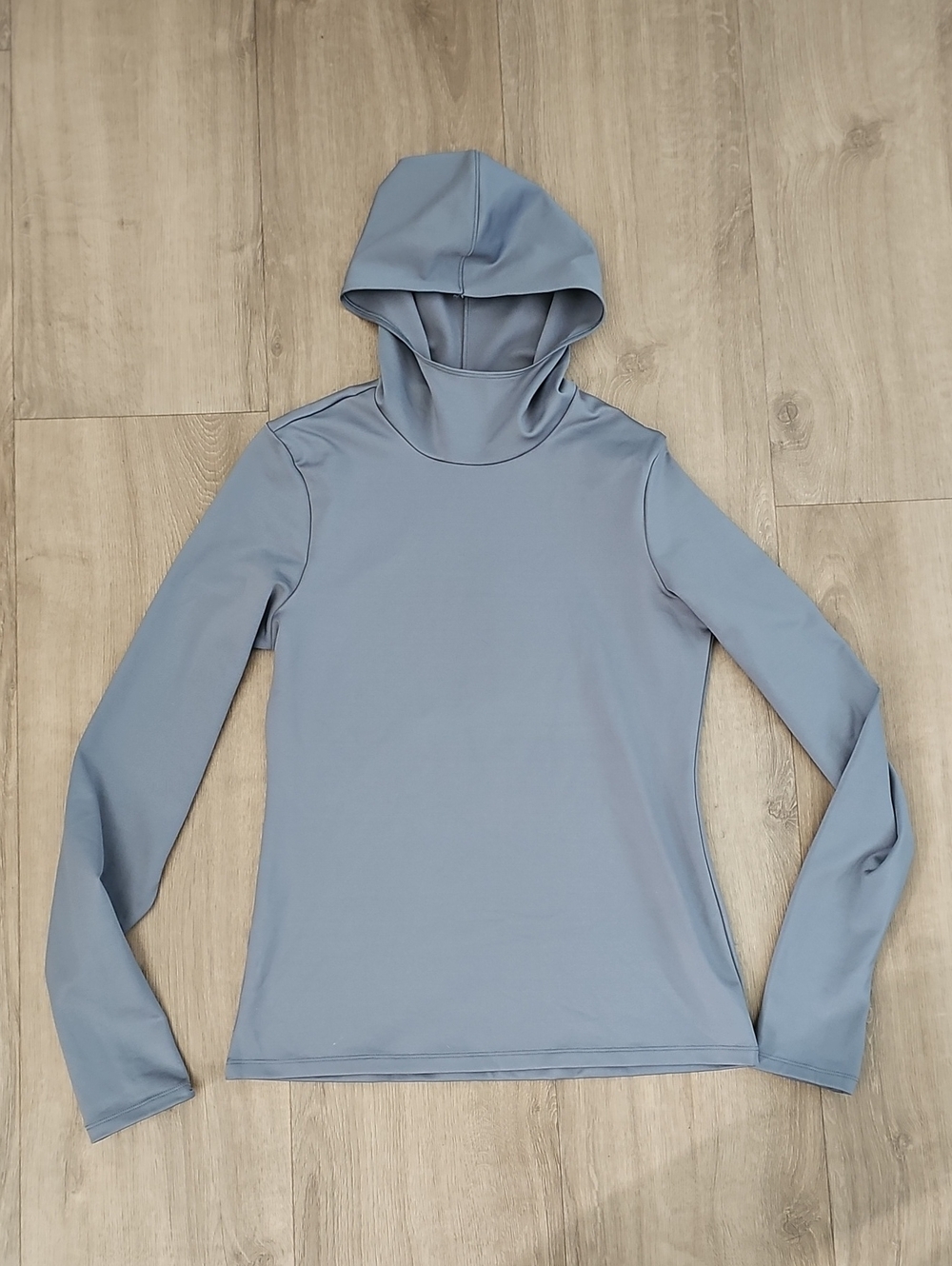 ALO Yoga Airlift Winter Warm Hooded Runner Steel Grey Size Large - Picture 2 of 6